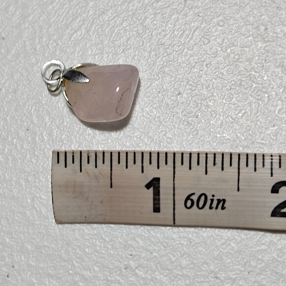 Rose Quartz Gemstone Pendant Silver Plated Bail Healing Spiritual Jewelry Nature - Picture 4 of 4